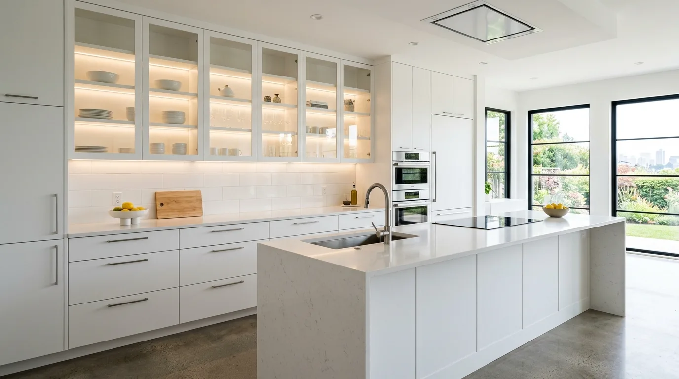Keep styling minimal but not empty inspiration for a bright white kitchen.